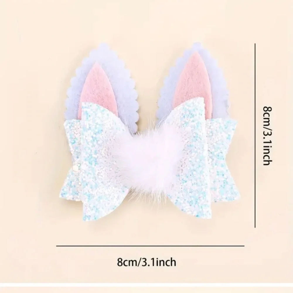 Bunny hair clip pink glitter